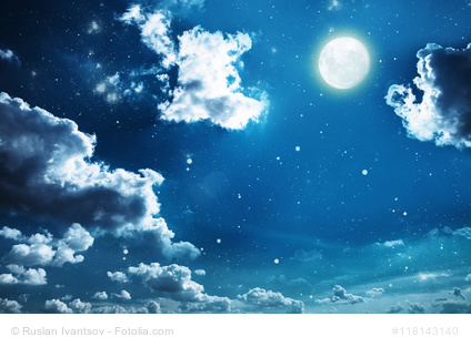 Night sky with stars and full moon background