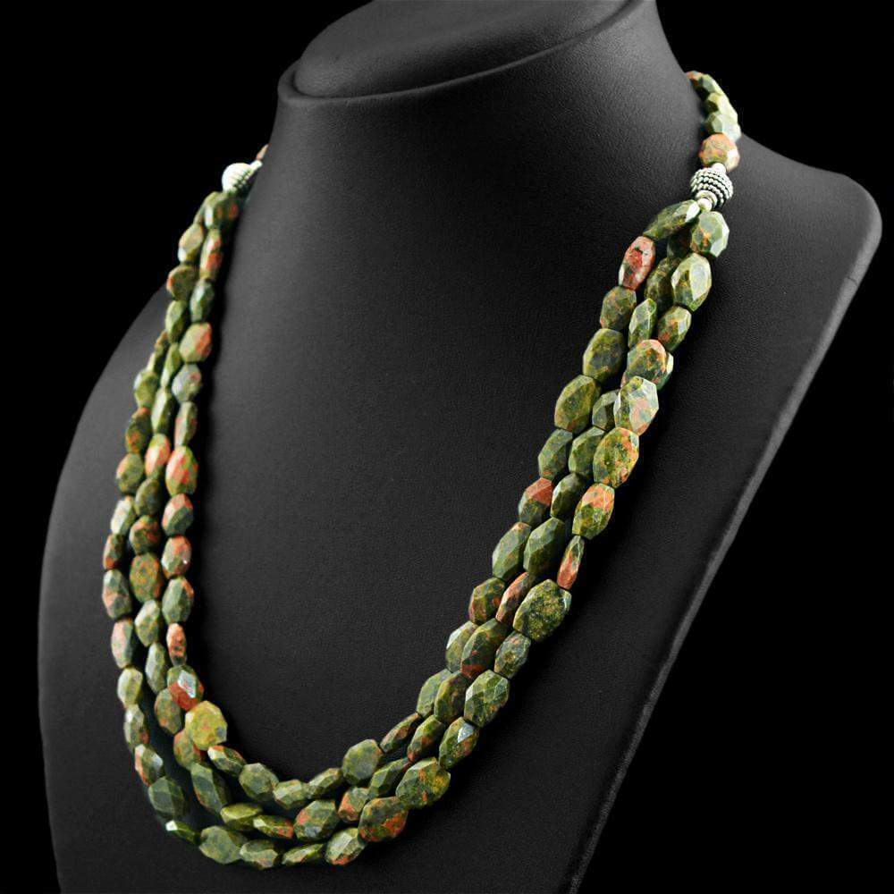 faceted blood green unakite necklace natural single strand untreated beadsgemsmore 1738589 - ユナカイトの意味・効果とは？石言葉や他の石との相性についても徹底解説