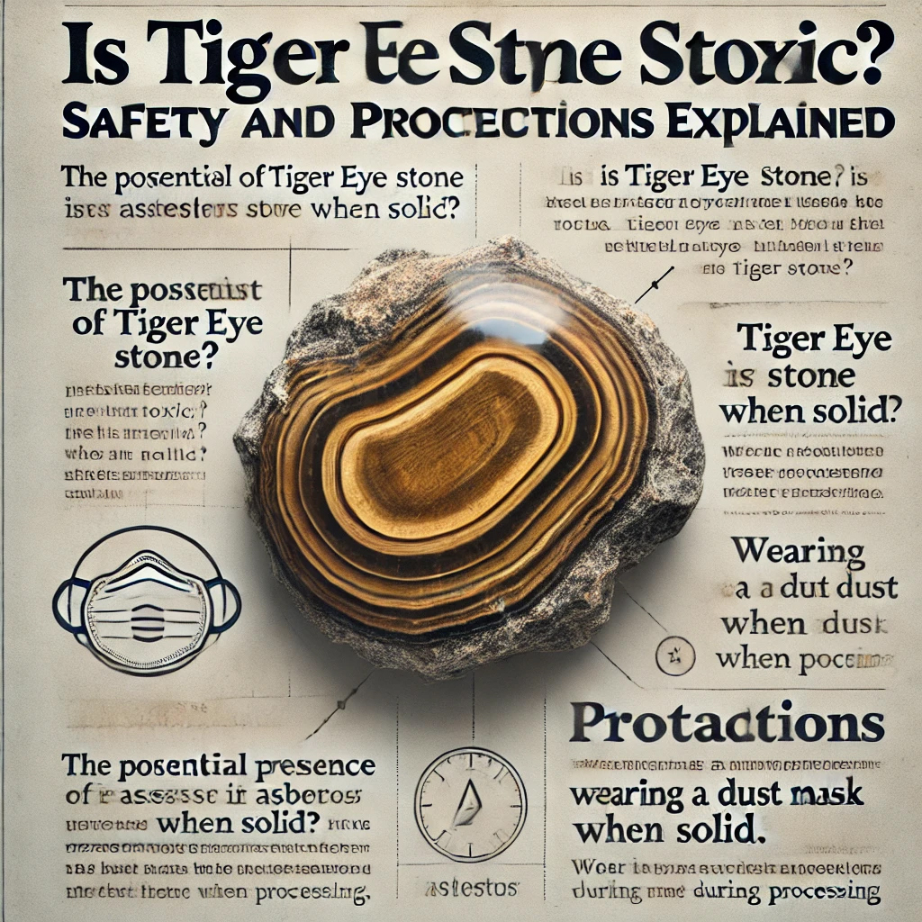 DALL%C2%B7E 2025 01 16 21.04.05 An educational image titled Is Tiger Eye Stone Toxic  Safety and Precautions Explained showcasing a Tiger Eye raw stone placed on a neutral backgrou - タイガーアイ原石の販売｜効果、値段、意味も解説します