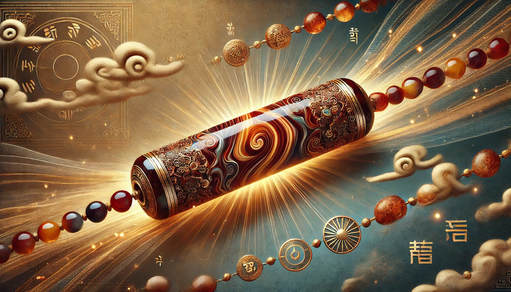 ✳菩提朱*老礦天珠  入手困難色‼️ 通称*ラサ物　極上品質　吉祥開運/風水 占い AAAA 財運・全ての運気を上昇 白皇帝五爪龍神天珠 一点物 - 石川