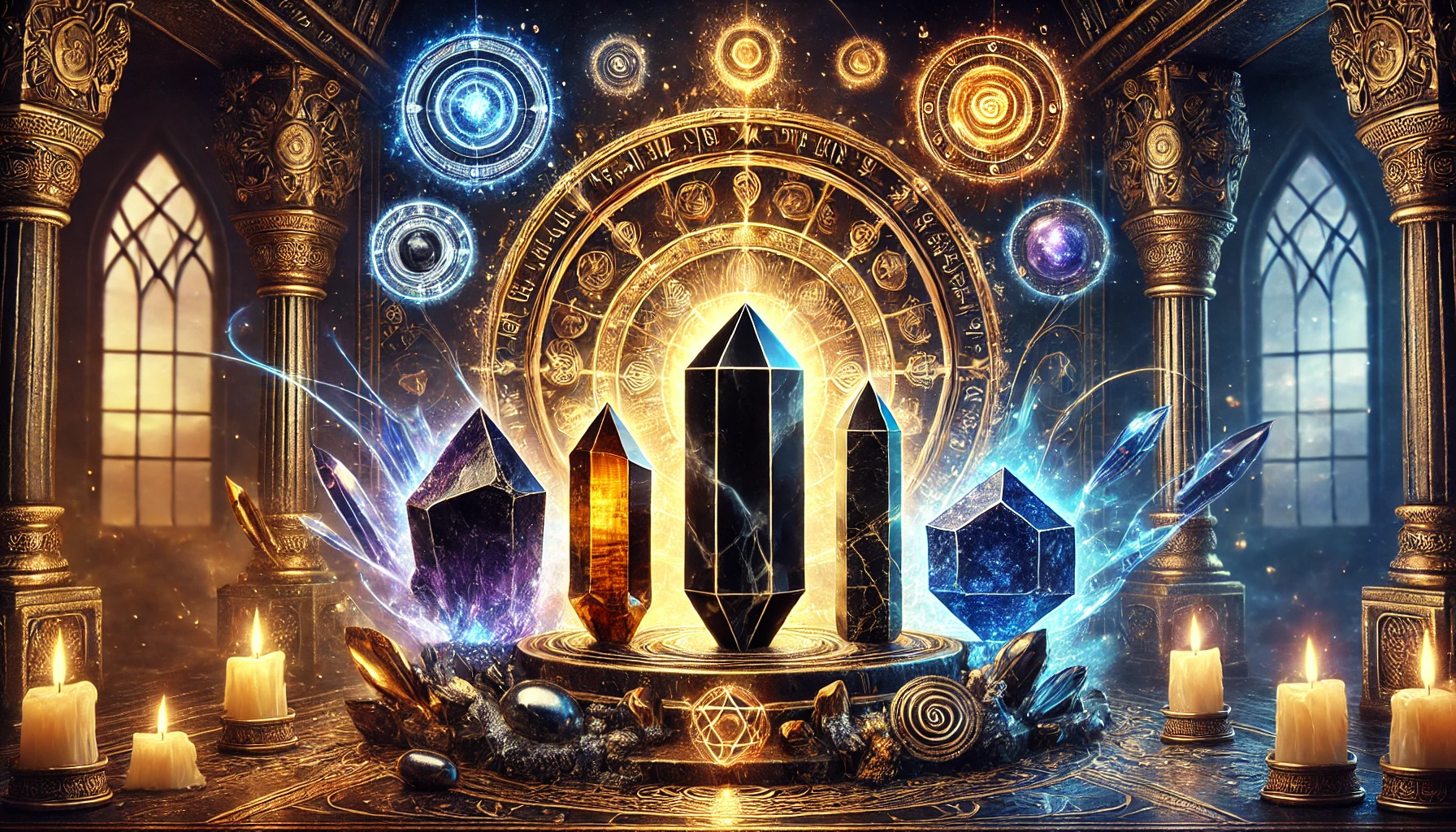 DALL%C2%B7E 2025 02 17 18.28.35 A mystical and powerful composition featuring an Onyx %E3%82%AA%E3%83%8B%E3%82%AD%E3%82%B9 crystal alongside its most compatible power stones  Tiger%E2%80%99s Eye %E3%82%BF%E3%82%A4%E3%82%AB%E3%82%99%E3%83%BC%E3%82%A2%E3%82%A4 Hematite %E3%83%98%E3%83%9E%E3%82%BF%E3%82%A4%E3%83%88 - オニキスはなぜ強い？パワーストーンとしての効果と魅力