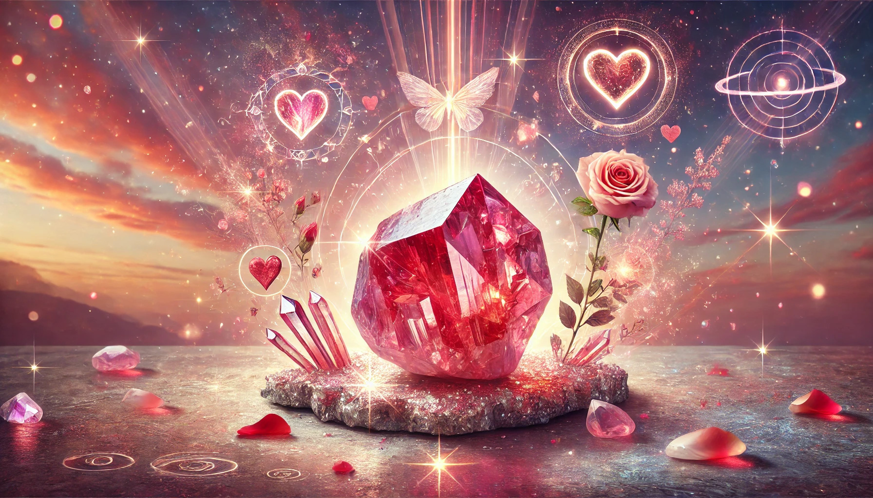 DALL%C2%B7E 2025 08 30 18.47.19 A wide romantic and spiritual image illustrating the theme  What Is the Stone Word of Rhodochrosite  A Deep Dive into the Power of the Stone of Love - ロードクロサイトの石言葉が示す「恋」と「愛」の意味を徹底解説！