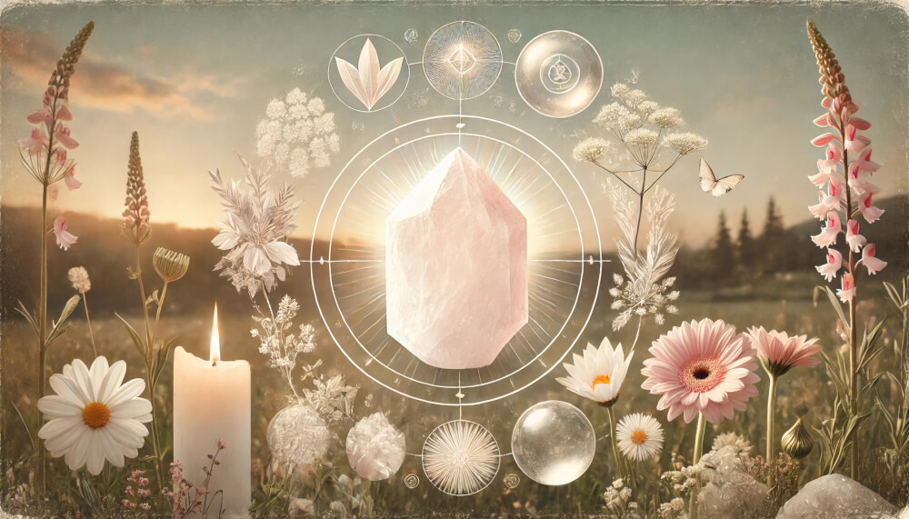 DALL%C2%B7E 2025 07 18 22.05.50 A wide aspect gentle and spiritual image featuring a raw Scolecite crystal symbolizing the concept of honesty and emotional openness. The crystal i - スコロライトの石言葉とは？純愛と素直さを引き出すパワーを解説