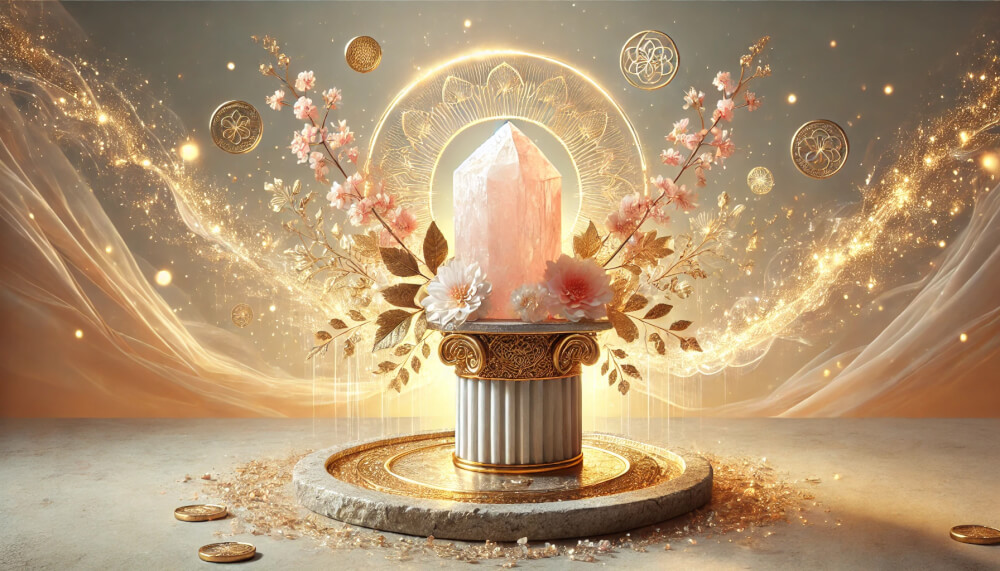 DALL%C2%B7E 2025 07 18 22.05.53 A wide aspect elegant and mystical image showing a raw Scolecite crystal representing the connection between emotional healing and abundance. The cry - スコロライトの石言葉とは？純愛と素直さを引き出すパワーを解説