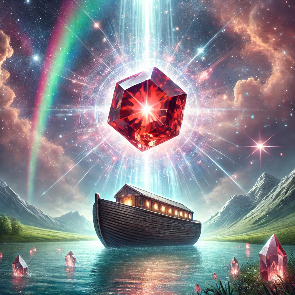 ガーネットの石言葉とは?「真実」と「友愛」に秘められた意味と効果を解説 DALL%C2%B7E 2025 10 16 11.42.08 A mystical and symbolic image illustrating the meaning of garnet associated with truth and friendship. In the center is a raw garnet crystal glow - ガーネットの石言葉とは?「真実」と「友愛」に秘められた意味と効果を解説