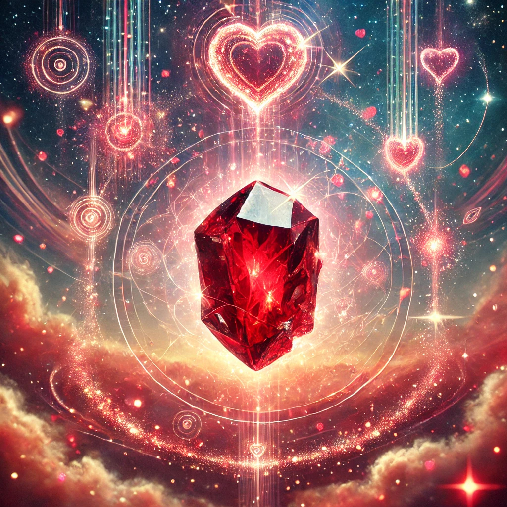 ガーネットの石言葉とは?「真実」と「友愛」に秘められた意味と効果を解説 DALL%C2%B7E 2025 10 16 11.44.18 A mystical and symbolic image representing the spiritual meaning of garnet highlighting the themes of truth friendship and romantic love power - ガーネットの石言葉とは?「真実」と「友愛」に秘められた意味と効果を解説