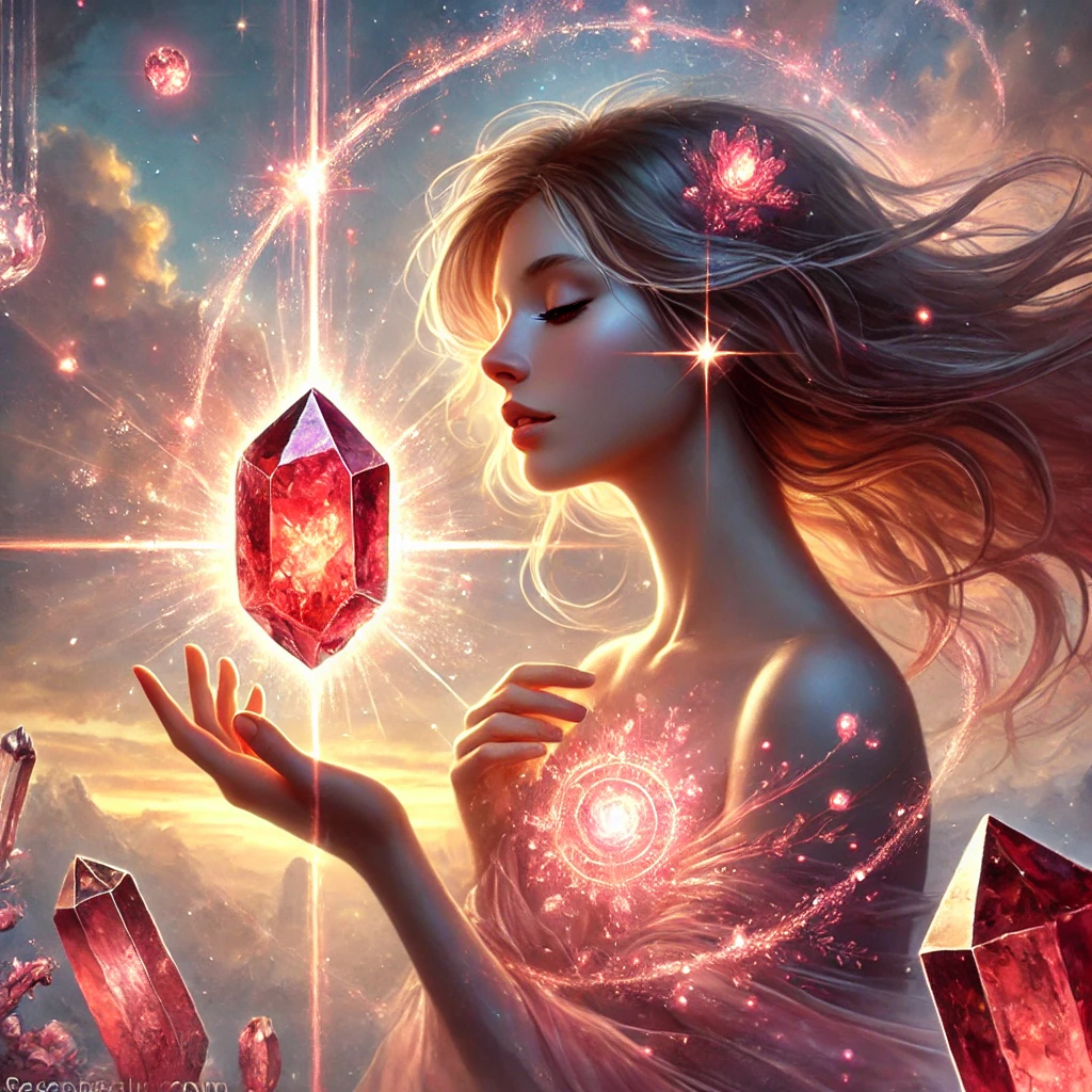 ガーネットの石言葉とは?「真実」と「友愛」に秘められた意味と効果を解説 DALL%C2%B7E 2025 10 16 11.45.43 A realistic and mystical illustration representing the symbolic meaning of garnet focused on the themes of truth friendship and romantic love p - ガーネットの石言葉とは?「真実」と「友愛」に秘められた意味と効果を解説