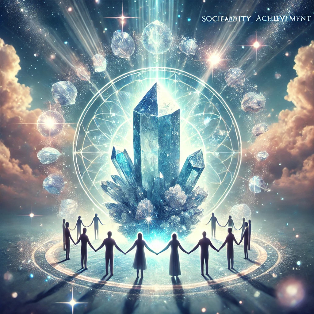 DALL%C2%B7E 2025 10 16 21.12.56 A mystical and symbolic image inspired by Chalcedony focusing on its meanings of sociability achievement and compassion. At the center is a g - カルセドニーの石言葉とは？「社交性・達成・思いやり」の意味を徹底解説