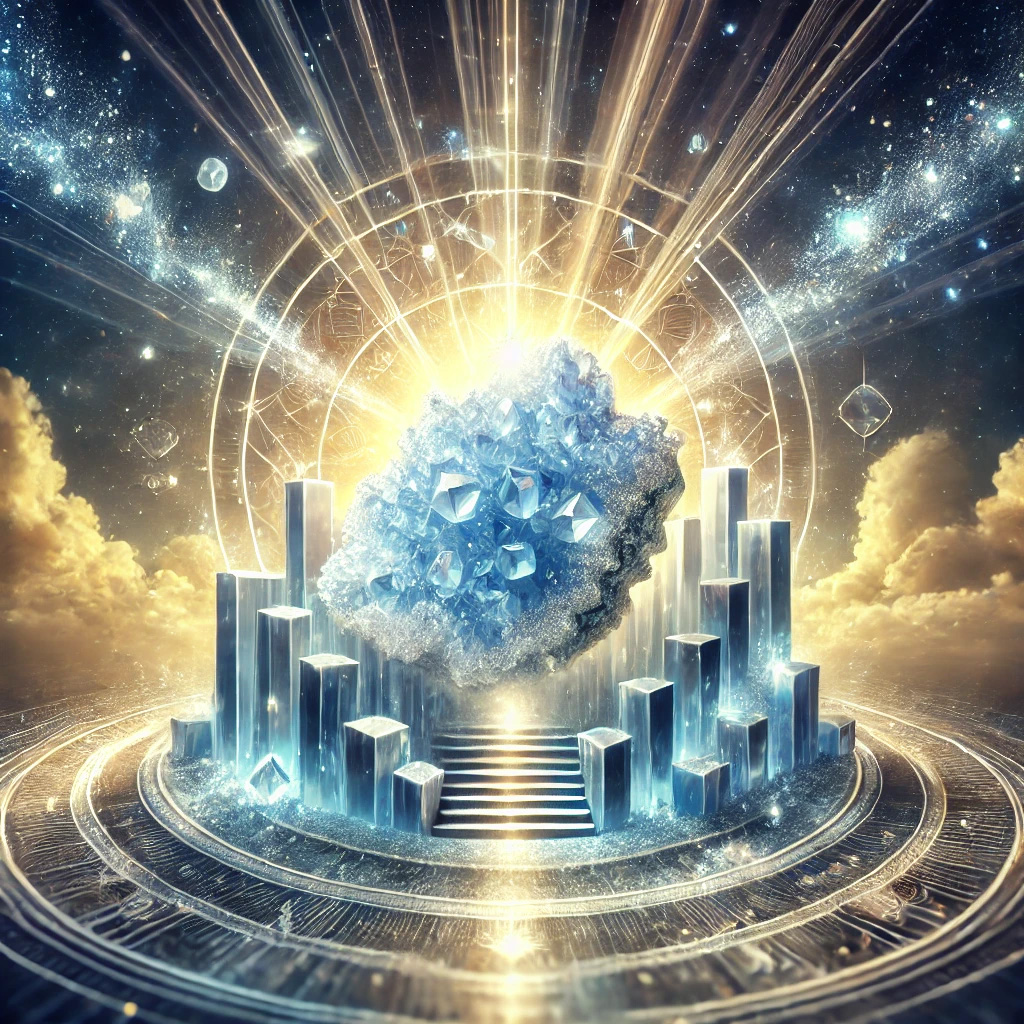 DALL%C2%B7E 2025 10 16 21.13.46 A mystical and powerful image representing the gemstone Chalcedony and its symbolic meanings of sociability achievement and compassion. At the - カルセドニーの石言葉とは？「社交性・達成・思いやり」の意味を徹底解説