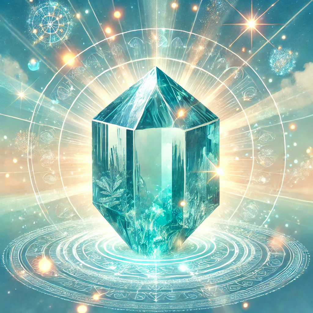 アクアマリンの石言葉「沈着・聡明」とは?冷静な判断力を高める力の力 DALL%C2%B7E 2025 10 16 21.50.31 A radiant and uplifting image symbolizing the positive energy of aquamarine associated with clarity calm and life transformation. In the center a  - アクアマリンの石言葉「沈着・聡明」とは?冷静な判断力を高める力の力