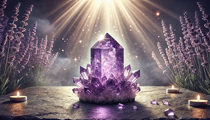 アメジストが合う人とは?スピリチュアルな効果と相性を徹底解説! DALL%C2%B7E 2025 11 06 10.22.00 A wide aspect serene and mystical scene featuring a glowing amethyst cluster crystal symbolizing spiritual energy and harmony. The amethyst cluster - アメジストが合う人とは?スピリチュアルな効果と相性を徹底解説!