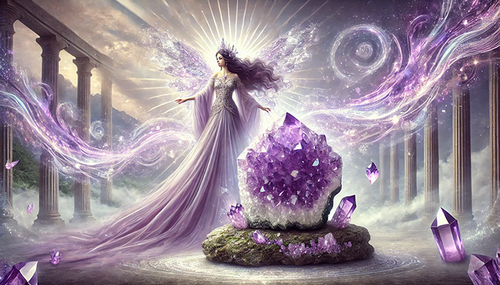 アメジストが合う人とは?スピリチュアルな効果と相性を徹底解説! DALL%C2%B7E 2025 11 06 10.24.00 A wide aspect mystical and spiritual scene featuring a radiant amethyst cluster crystal divine energy and a serene goddess figure. The amethyst clus - アメジストが合う人とは?スピリチュアルな効果と相性を徹底解説!