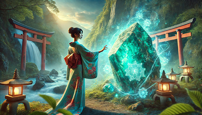 クリソコラの石言葉とは?繁栄・調和・安定をもたらす理由 DALL%C2%B7E 2025 11 30 20.24.20 A powerful and mystical scene featuring a vibrant Chrysocolla raw crystal glowing with a soft bluish green energy symbolizing prosperity harmony a - クリソコラの石言葉とは?繁栄・調和・安定をもたらす理由