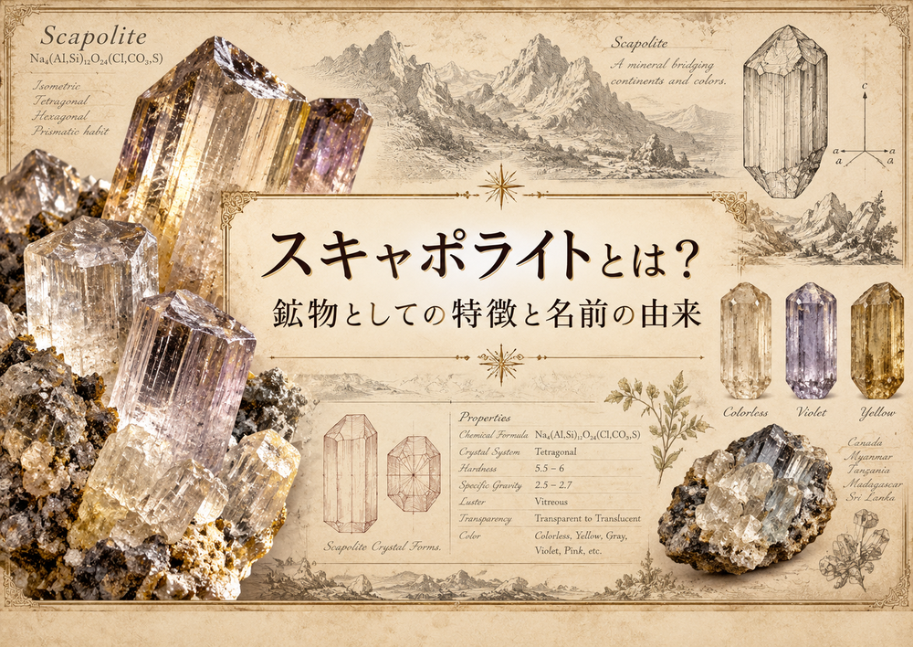 スキャポライトとは?鉱物としての特徴と名前の由来 スキャポライトとは?鉱物としての特徴と名前の由来