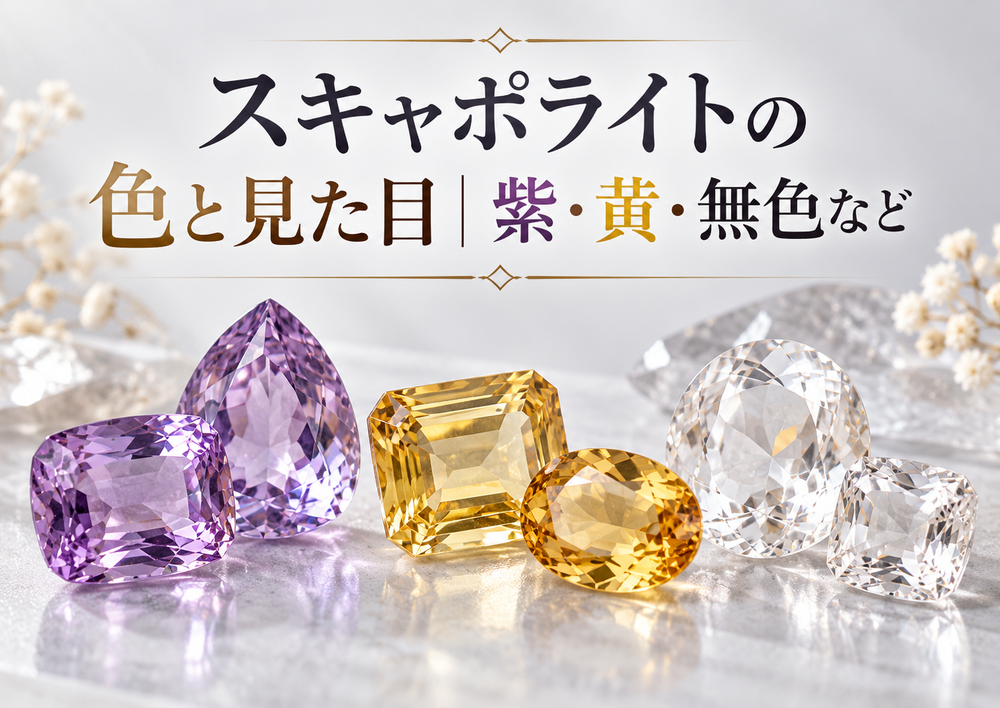 スキャポライトの色と見た目|紫・黄・無色など スキャポライトの色と見た目|紫・黄・無色など